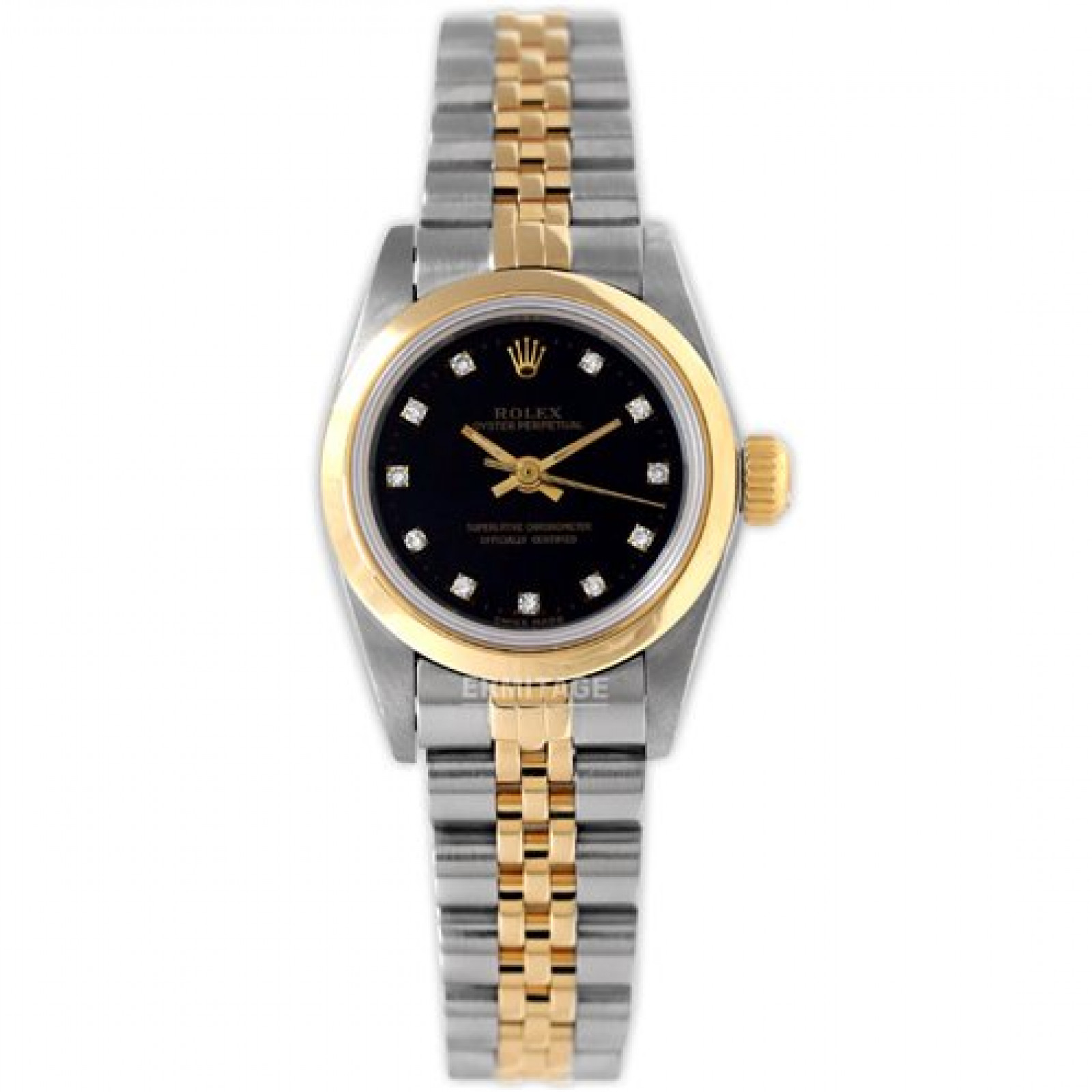 Pre-Owned Two Tone Rolex Oyster Perpetual 67183 with Diamonds